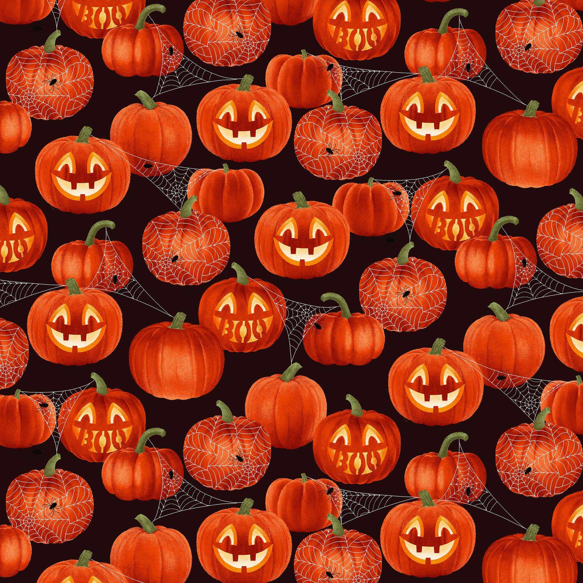 Fabric Traditions Glitter Jack O' Lantern Cotton Fabric